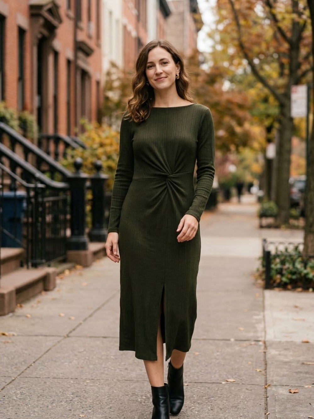 LOFT Green Long Sleeve Maxi Dress Size Medium